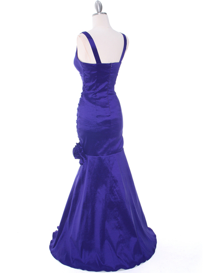 8112 Purple Stretch Taffeta Evening Dress - Purple, Back View Medium