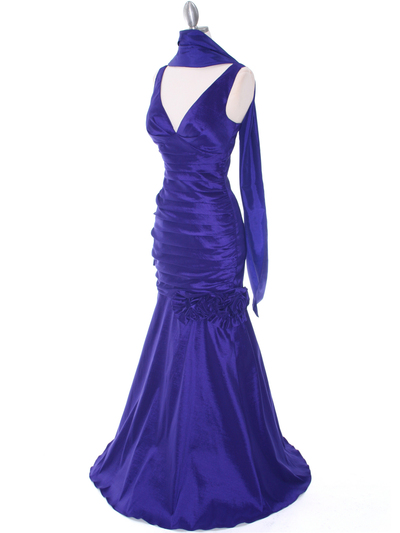 8112 Purple Stretch Taffeta Evening Dress - Purple, Alt View Medium