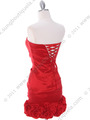 8118 Red Taffeta Cocktail Dress with Rosette Hem - Red, Back View Thumbnail