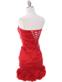 8118  Red Taffeta Cocktail Dress with Rosette Hem - Back Image