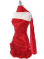 8118  Red Taffeta Cocktail Dress with Rosette Hem - Alt. Image
