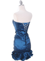 8118  Teal Taffeta Cocktail Dress with Rosette Hem - Back Image