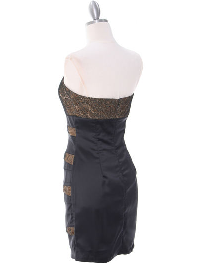 8137 Black/Gold Sequin Party Dress - Black Gold, Back View Medium