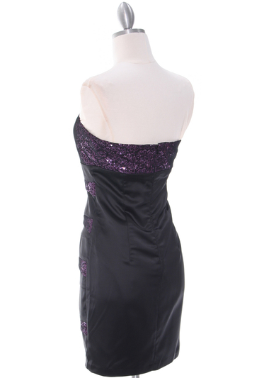 8137 Black/Purple Sequin Party Dress - Black Purple, Back View Medium