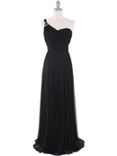 One Shoulder Asymmetrical Evening Dress with Dazzling Pin