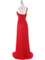8155 One Shoulder Asymmetrical Evening Dress with Dazzling Pin - Red, Back View Thumbnail