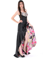 8258 Black Jeweled High Low Evening Dress - Print, Alt View Thumbnail