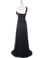 8312 Black One Shoulder Pleated Evening Dress - Black, Back View Thumbnail