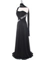 8312 Black One Shoulder Pleated Evening Dress - Black, Alt View Thumbnail