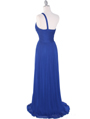 8323 Single Shoulder Pleated Mesh Evening Dress - Royal Blue, Back View Thumbnail
