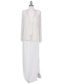 Ivory Beaded Mock Two Piece Dress with Jacket