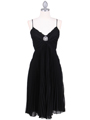 Black Pleated Cocktail Dress with Rhinestone Pin