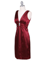 Wine Cocktail Dress with Rhinestone Pin