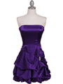 8484 Purple Bubble Cocktail Dress with Rhinestone Pin - Purple, Front View Thumbnail