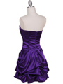 8484 Purple Bubble Cocktail Dress with Rhinestone Pin - Purple, Back View Thumbnail