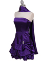 8484 Purple Bubble Cocktail Dress with Rhinestone Pin - Purple, Alt View Thumbnail