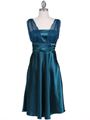 8493 Teal Glitter Tea Length Dress - Teal, Front View Thumbnail