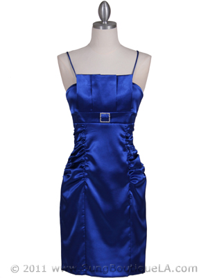 Notte by Marchesa royal blue pleated satin bow detail strapless