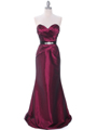 8540 Burgundy Strapless Tafetta Evening Dress - Burgundy, Front View Thumbnail