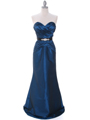 8540 Teal Strapless Tafetta Evening Dress - Teal, Front View Thumbnail