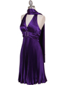 8543 Purple Halter Pleated Cocktail Dress - Purple, Alt View Thumbnail