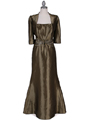 8551 Olive Taffeta Evening Dress with Bolero Jacket - Olive, Front View Thumbnail