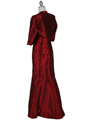 8551 Wine Taffeta Evening Dress with Bolero Jacket - Wine, Back View Thumbnail