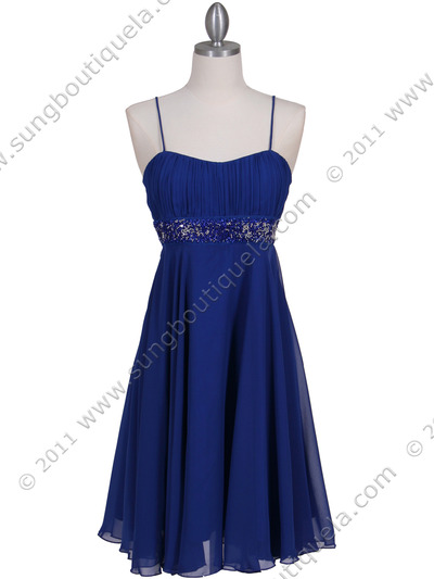 8569 Royal Blue Cocktail Dress - Royal Blue, Front View Medium