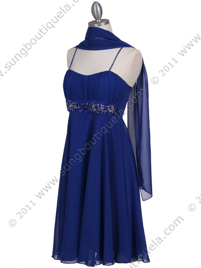 8569 Royal Blue Cocktail Dress - Royal Blue, Alt View Medium