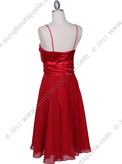 8610 Red Cocktail Dress - Red, Back View Medium