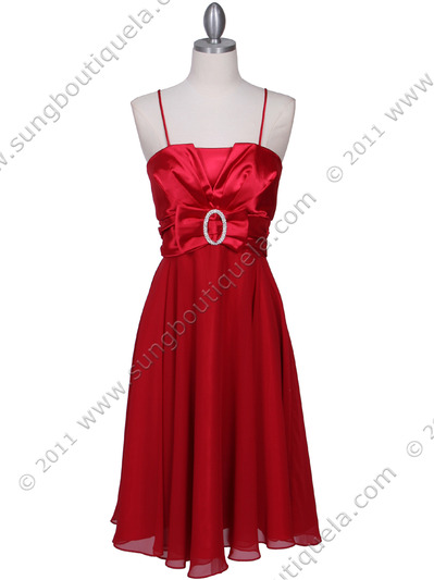 8610 Red Cocktail Dress - Red, Front View Medium