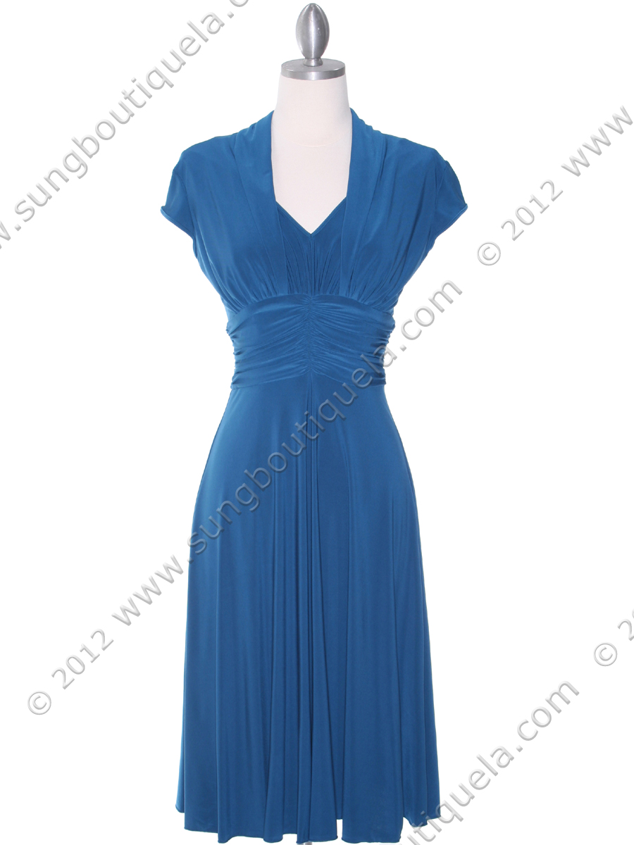 8614 Teal Cocktail Dress - Front Image
