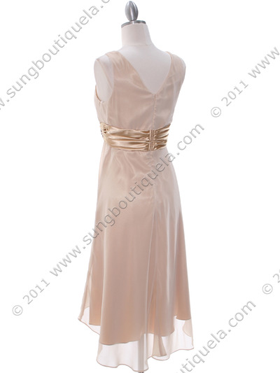 8641 Gold Chiffon Bridesmaid Dress - Gold, Back View Medium