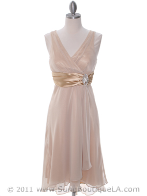 8641 Gold Chiffon Bridesmaid Dress, Gold
