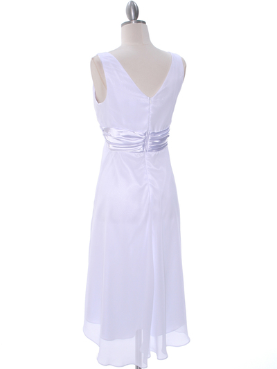 8641 White Chiffon Graduation Dress - White, Back View Medium