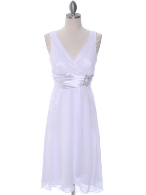 8641 White Chiffon Graduation Dress, White