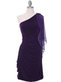 8659 Purple One Shoulder Cocktail Dress - Purple, Front View Thumbnail