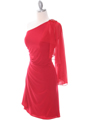 8659 Red One Shoulder Cocktail Dress - Red, Alt View Thumbnail