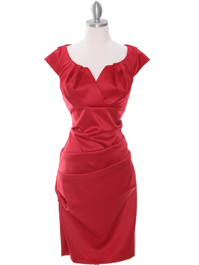 8672 Red Cocktail Dress - Red, Front View Medium