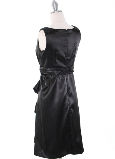 8712 Vintage Satin Cocktail Dress - Black, Back View Medium