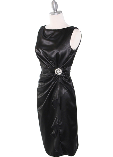 8712 Vintage Satin Cocktail Dress - Black, Alt View Medium
