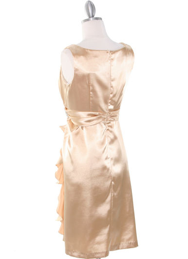 8712 Vintage Satin Cocktail Dress - Gold, Back View Medium