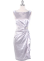 8712 Vintage Satin Cocktail Dress - Silver, Front View Thumbnail