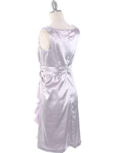 8712 Vintage Satin Cocktail Dress - Silver, Back View Medium