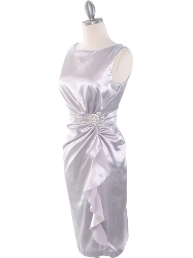 8712 Vintage Satin Cocktail Dress - Silver, Alt View Medium