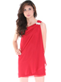 8715 One Shoulder Cocktail Dress - Red, Front View Thumbnail