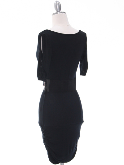 87218 Black Knit Dress - Black, Back View Medium