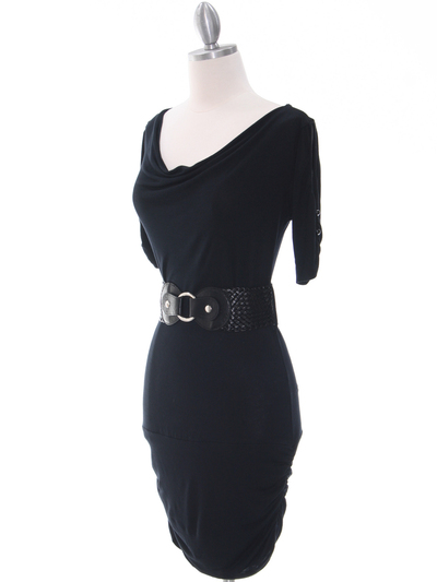 87218 Black Knit Dress - Black, Alt View Medium