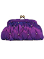 Purple Taffeta Pleated Rhinestone Evening Clutch