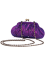 Purple Taffeta Pleated Rhinestone Evening Clutch